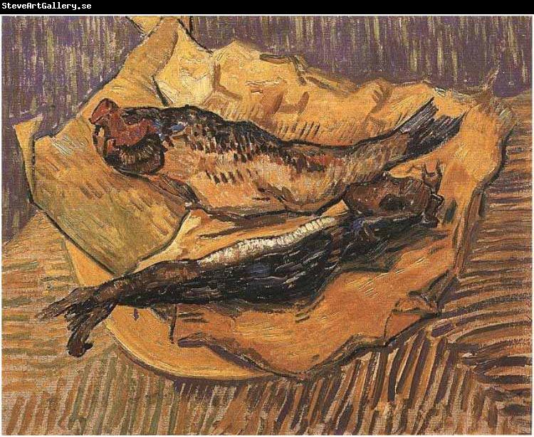 Vincent Van Gogh Bloaters on a Piece of Yellow Papers